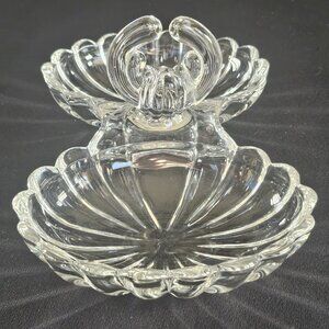 Heisey Marked Crystollite Handled Two Part Conserve Relish Dish 8.25"